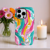 Abstracte bloemenpenseelstreken Case-Mate iPhone case