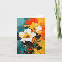 Abstracte bloemenprint kaart