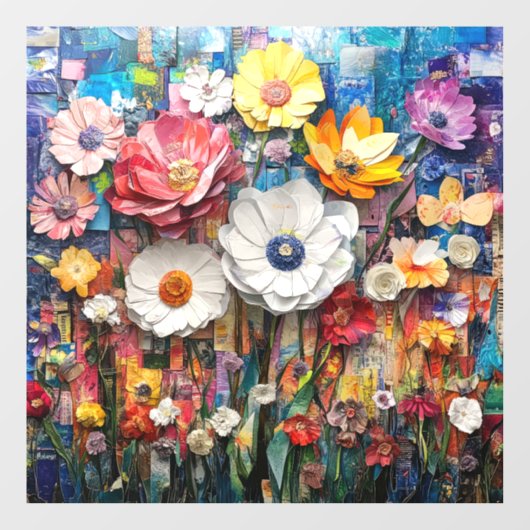 Abstracte bloemenraamkleuring raamsticker (Vel)