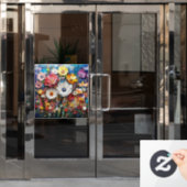 Abstracte bloemenraamkleuring raamsticker (Kantoordeur)