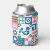 Abstracte bloemenScandinavische folklore Kaart Blikjeskoeler (Blikje Voorkant)