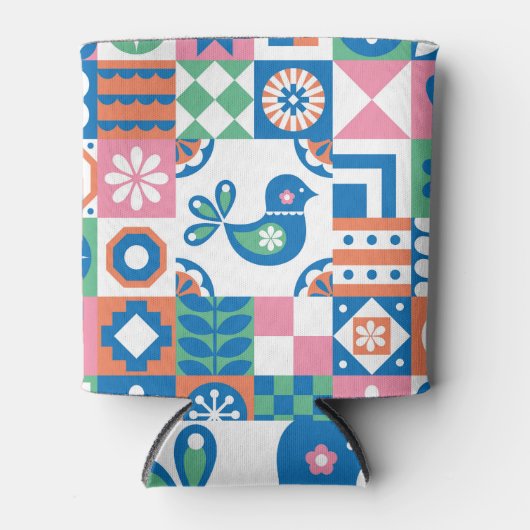 Abstracte bloemenScandinavische folklore Kaart Blikjeskoeler (Voorkant)