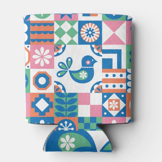 Abstracte bloemenScandinavische folklore Kaart Blikjeskoeler (Achterkant)