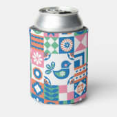 Abstracte bloemenScandinavische folklore Kaart Blikjeskoeler (Blikje Achterkant)