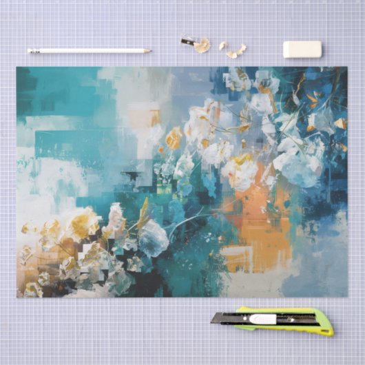 Abstracte bloemenschilderij achtergrond decoupage tissuepapier (Craft)