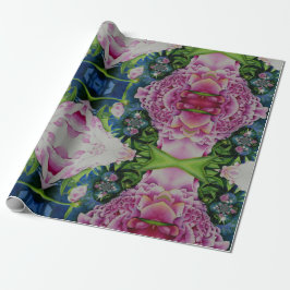 Abstracte bloemenschilderij waterverf, boho retro cadeaupapier