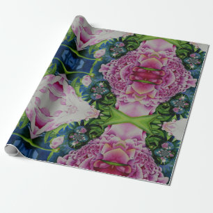 Abstracte bloemenschilderij waterverf, boho retro cadeaupapier