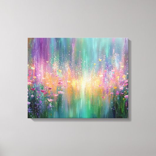 Abstracte bloemenschildering met levendige kleuren canvas afdruk (Voorkant)