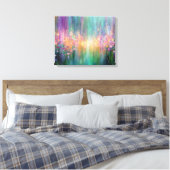 Abstracte bloemenschildering met levendige kleuren canvas afdruk (Insitu (Slaapkamer))