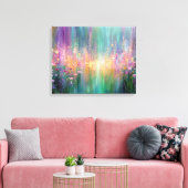 Abstracte bloemenschildering met levendige kleuren canvas afdruk (Insitu (Woonkamer))