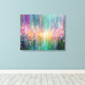 Abstracte bloemenschildering met levendige kleuren canvas afdruk (Insitu (Houten vloer))