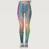 Abstracte bloemenschildering met levendige kleuren leggings (Voorkant)