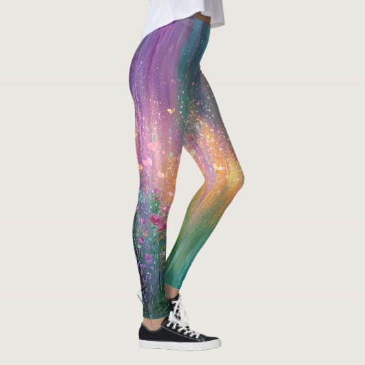 Abstracte bloemenschildering met levendige kleuren leggings (Rechts)