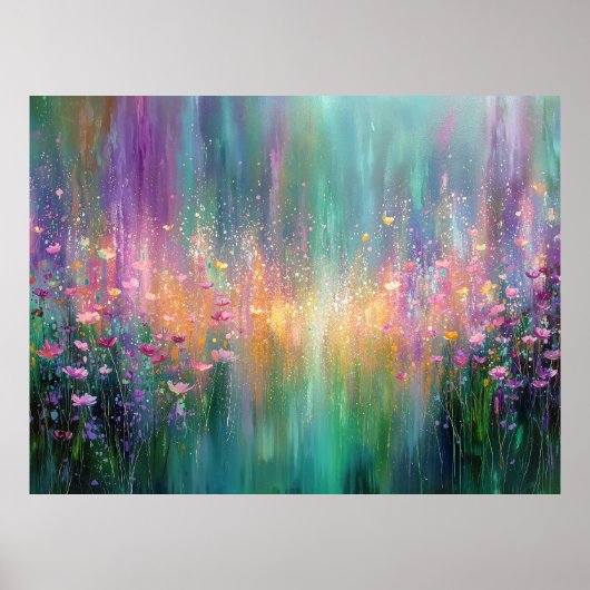 Abstracte bloemenschildering met levendige kleuren poster (Voorkant)