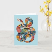 Abstracte Bloemenslang Kleurrijk Schilderij Kaart (Gele Bloem)