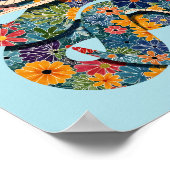 Abstracte Bloemenslang Kleurrijk Schilderij Poster (Hoek)