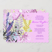 ABSTRACTE BLOEMENSTER van David Bat Mitswa Uitnodi Kaart (Voorkant / Achterkant)