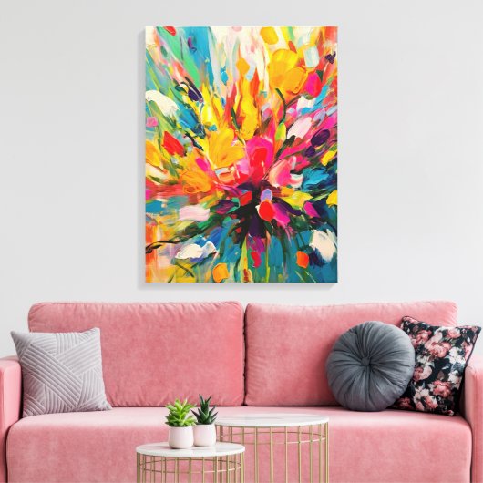 Abstracte Bloemensymfonie Fine Art Canvas Afdruk (Insitu (Woonkamer))