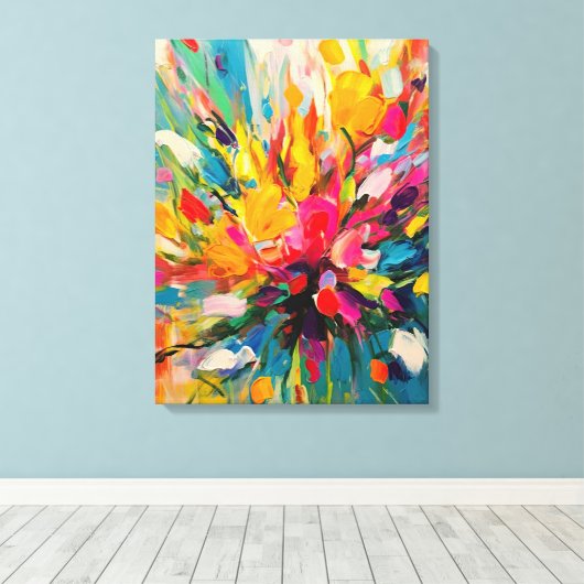 Abstracte Bloemensymfonie Fine Art Canvas Afdruk (Insitu (Houten vloer))