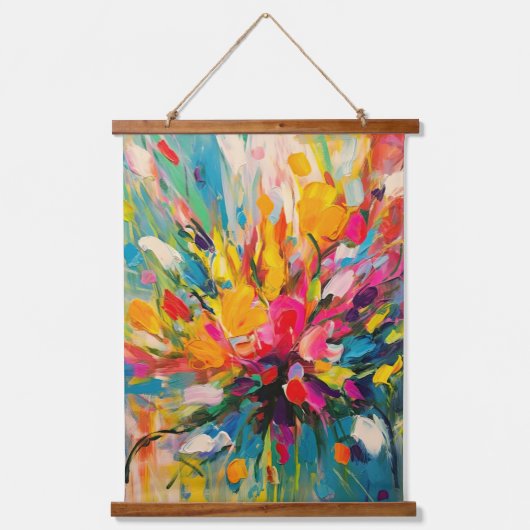 Abstracte Bloemensymfonie Fine Art Hangend Wandkleed (Voorkant)