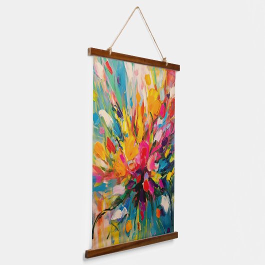 Abstracte Bloemensymfonie Fine Art Hangend Wandkleed (Gebogen)