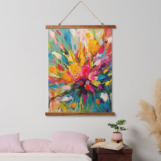 Abstracte Bloemensymfonie Fine Art Hangend Wandkleed (Slaapkamer)
