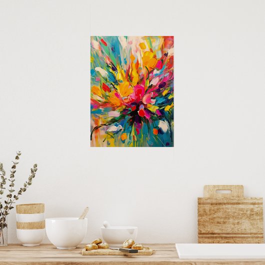 Abstracte Bloemensymfonie Fine Art Poster (Keuken)