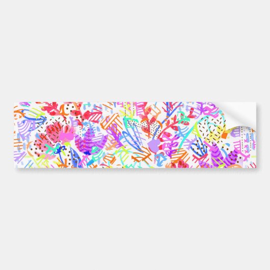Abstracte bloementepatronen met een kleur bumpersticker (Voorkant)