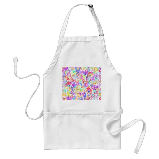 Abstracte bloementepatronen met een kleur standaard schort (Voorkant)