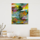 Abstracte bloementuin 2 bloemschilderij botanische poster (Keuken)