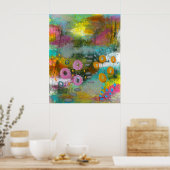Abstracte bloementuin bloemschilderij botanische s poster (Keuken)
