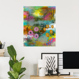 Abstracte bloementuin bloemschilderij botanische s poster