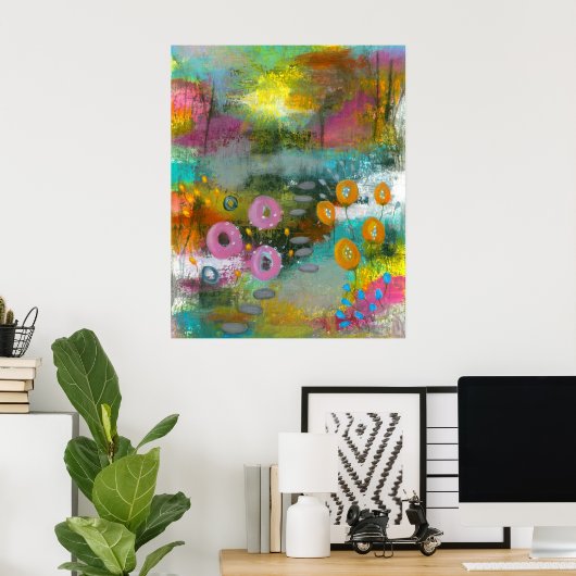 Abstracte bloementuin bloemschilderij botanische s poster (Thuiskantoor)
