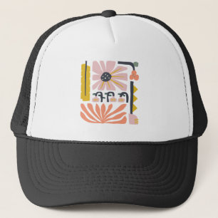 Abstracte bloementuinperziken, roze trucker pet