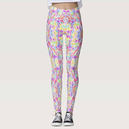 Abstracte bloementypatronen in de kleur van de roo leggings (Voorkant)