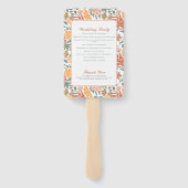 Abstracte bloemenvogels Mid Century-huwelijksprogr Handwaaier (Achterkant)