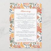 Abstracte bloemenvogels Midcentury huwelijksreis Programmakaart (Achterkant)