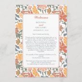 Abstracte bloemenvogels Midcentury huwelijksreis Programmakaart (Voorkant)