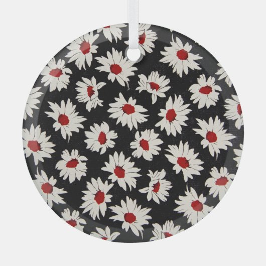 Abstracte bloemetjes, een kunstzinnig waterverf pa glas ornament (Voorkant)