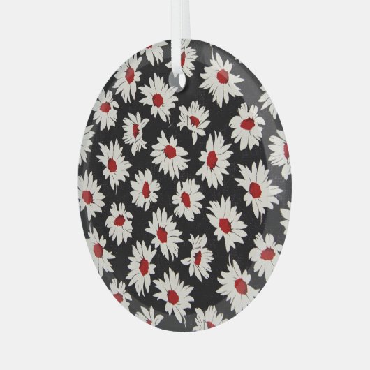 Abstracte bloemetjes, een kunstzinnig waterverf pa glas ornament (Voorkant links)