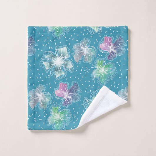 Abstracte bloemetjes op mooie lichtblauwe tinten bad handdoek (Wasdoekje)