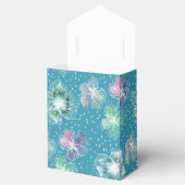 Abstracte bloemetjes op mooie lichtblauwe tinten bedankdoosjes (Geopend)