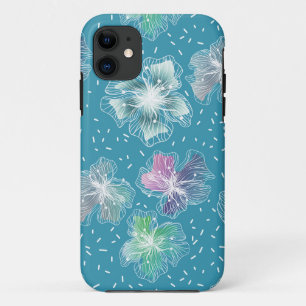Abstracte bloemetjes op mooie lichtblauwe tinten Case-Mate iPhone case