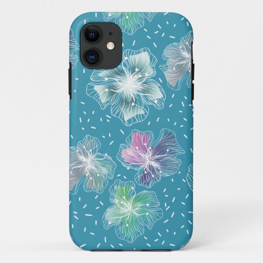 Abstracte bloemetjes op mooie lichtblauwe tinten Case-Mate iPhone case (Achterkant)