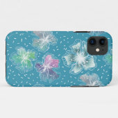 Abstracte bloemetjes op mooie lichtblauwe tinten Case-Mate iPhone case (Achterkant (horizontaal))