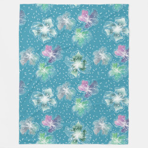 Abstracte bloemetjes op mooie lichtblauwe tinten fleece deken