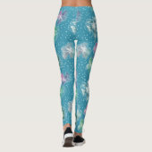 Abstracte bloemetjes op mooie lichtblauwe tinten leggings (Achterkant)