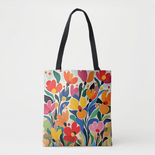 Abstracte bloemige achtergrond, levendig, tote bag (Voorkant)