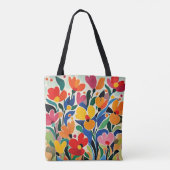 Abstracte bloemige achtergrond, levendig, tote bag (Achterkant)