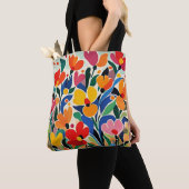 Abstracte bloemige achtergrond, levendig, tote bag (Dichtbij)